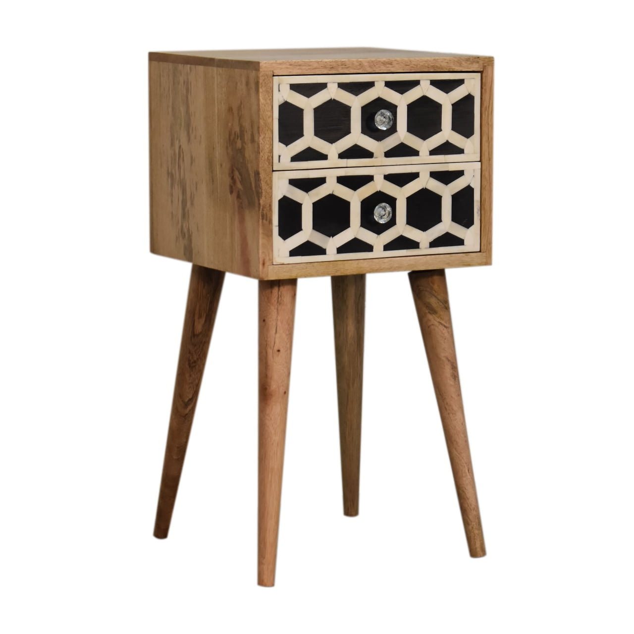 Mini Cabinet Hand Crafted Bone Inlay 2 Drawers  Solid Sustainable Wood
