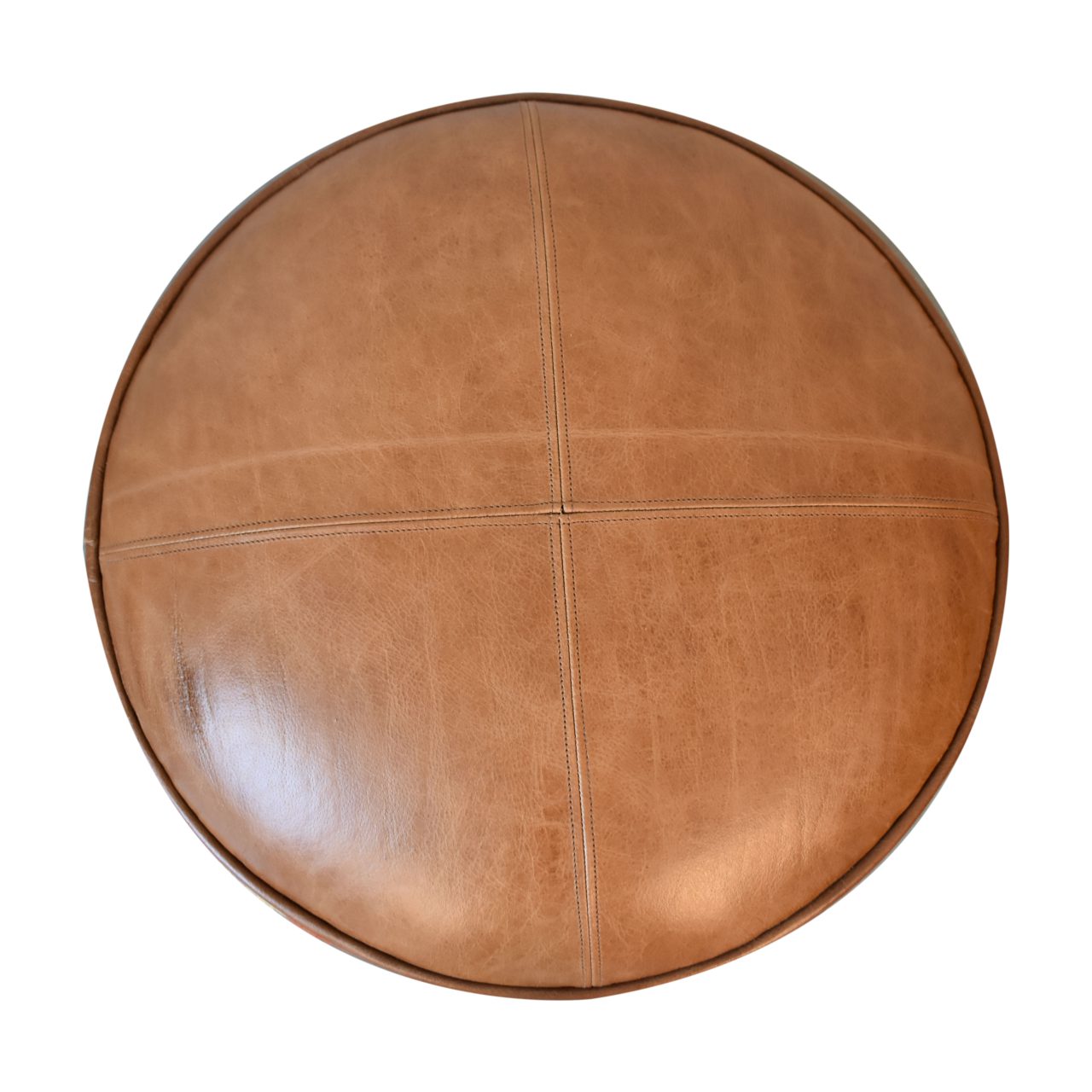 Durrie & Leather Mixed Footstool Walnut Finish Made to Order