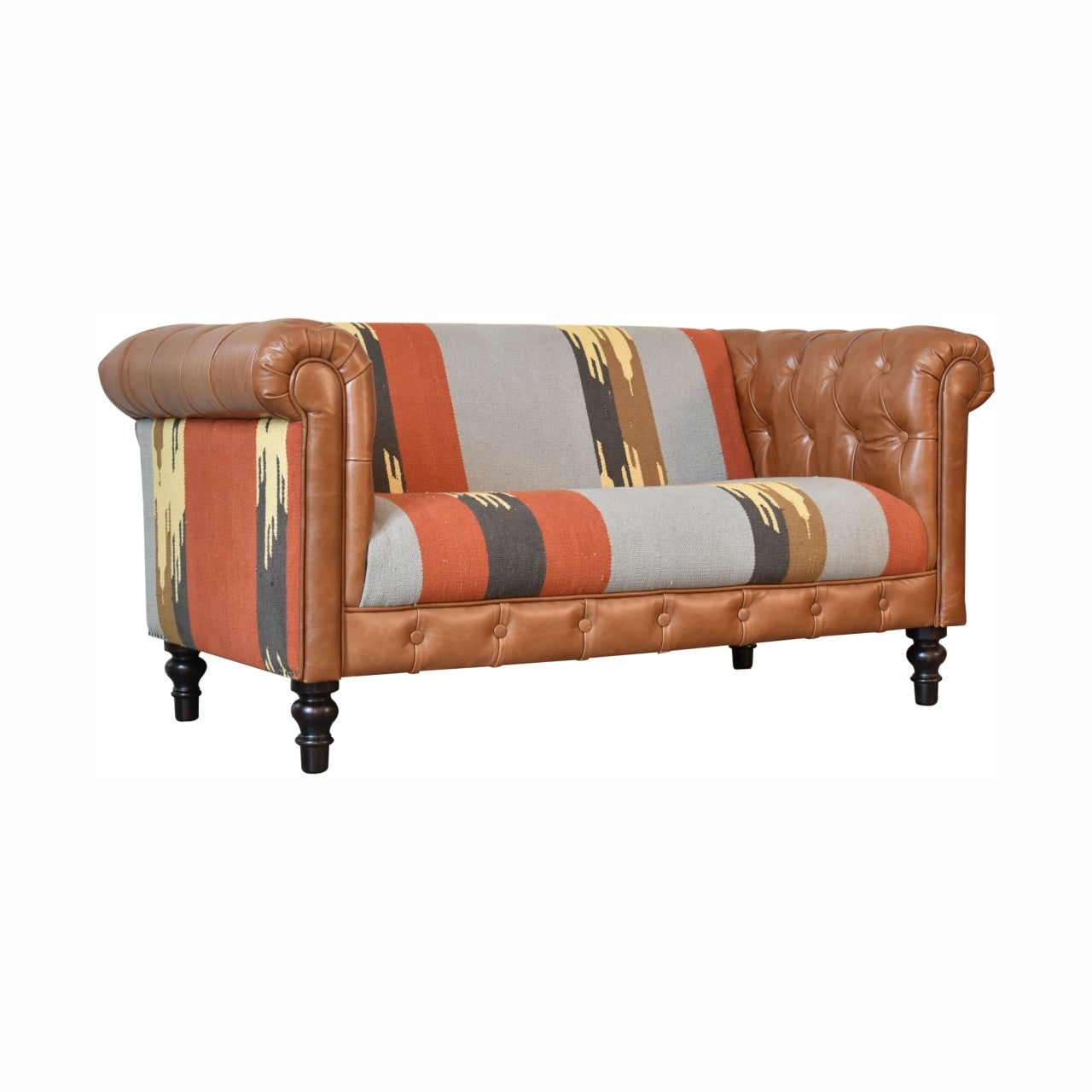 Durrie & Leather Mixed Sofa Buffalo Leathie Durrie PrintsUnusual