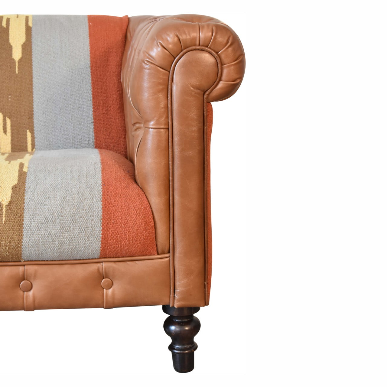 Durrie & Leather Mixed Sofa Buffalo Leathie Durrie PrintsUnusual