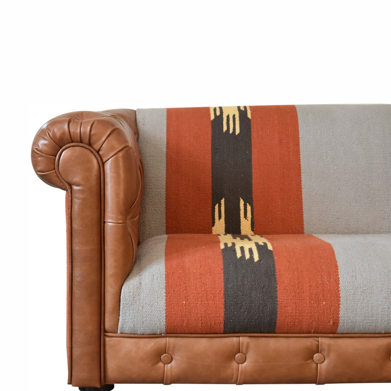Durrie & Leather Mixed Sofa Buffalo Leathie Durrie PrintsUnusual