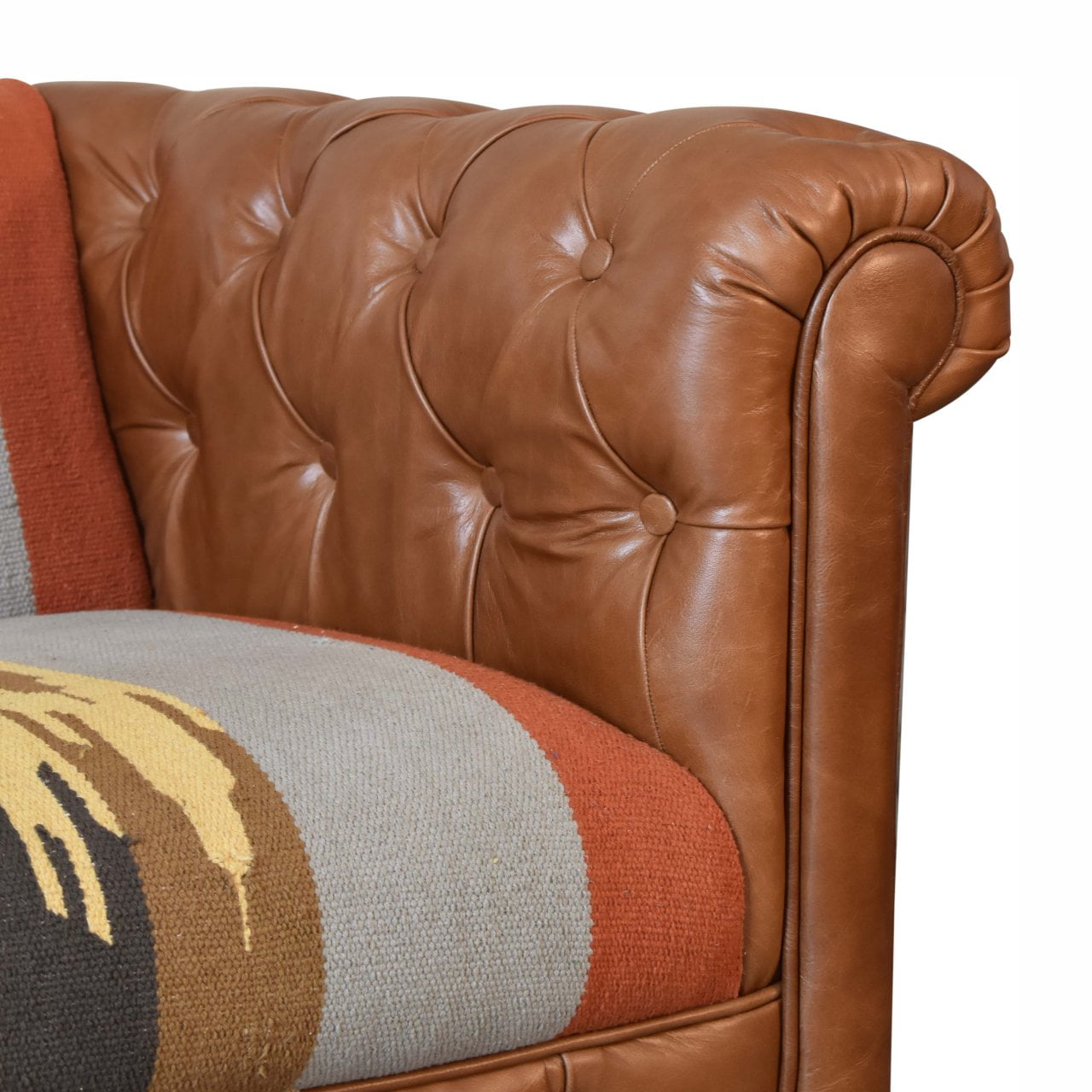 Durrie & Leather Mixed Sofa Buffalo Leathie Durrie PrintsUnusual