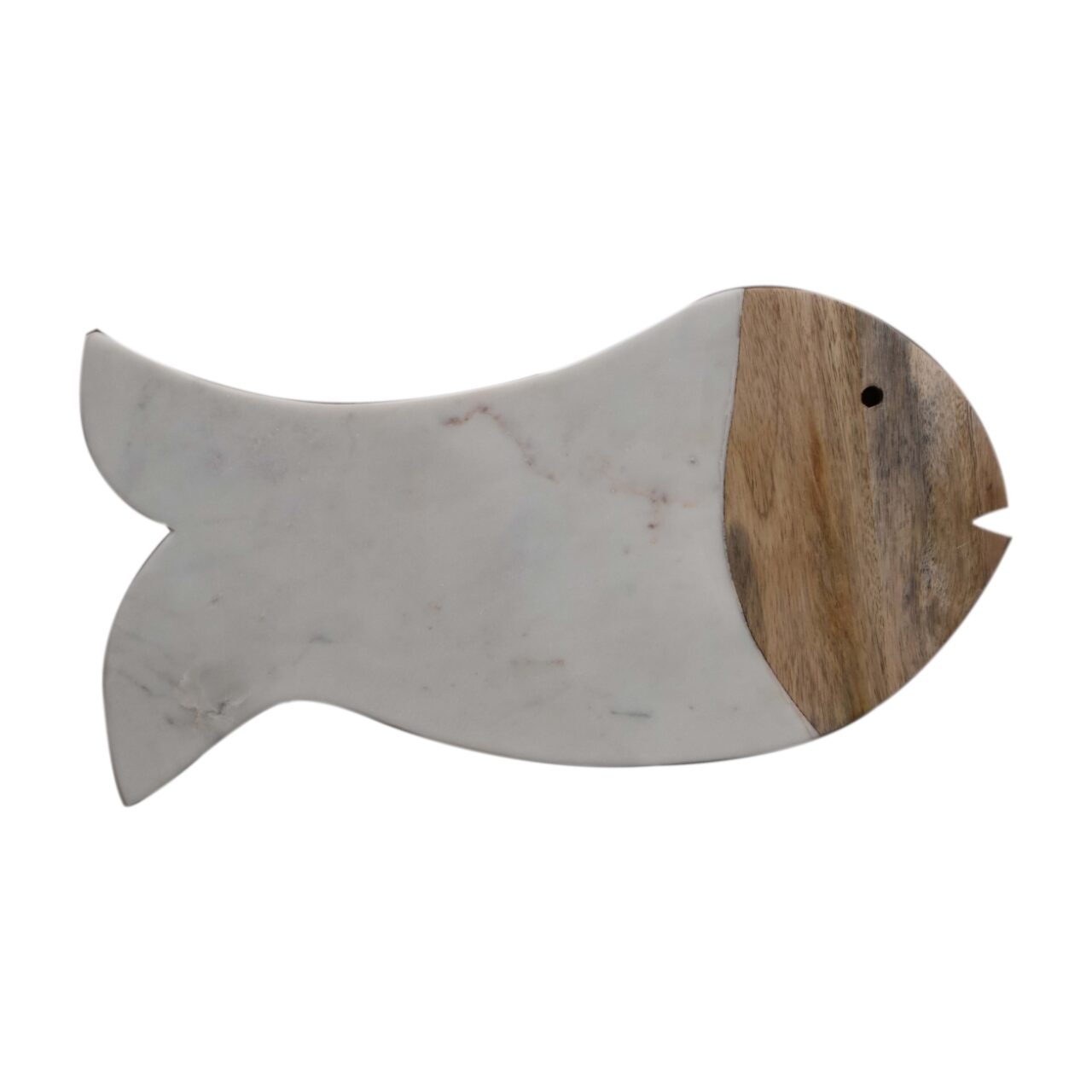 Marble & Wood Chopping Board Fish Design Nature Inspired Hand Crafted
