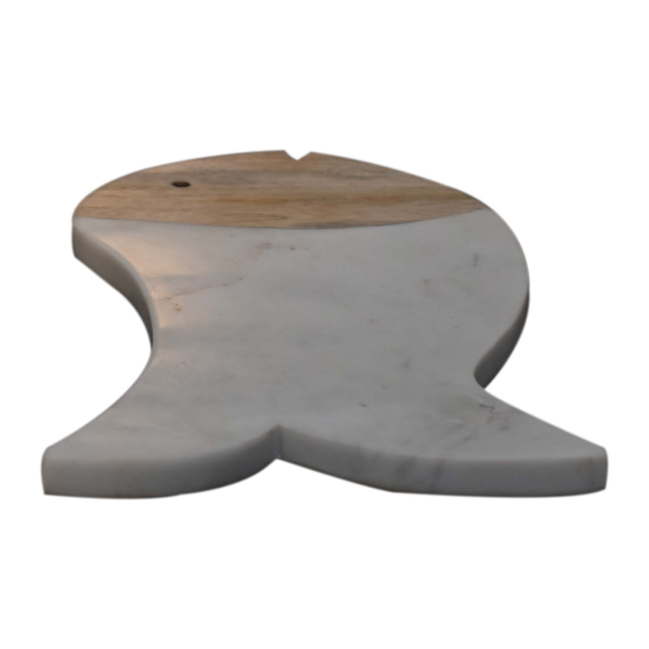 Marble & Wood Chopping Board Fish Design Nature Inspired Hand Crafted