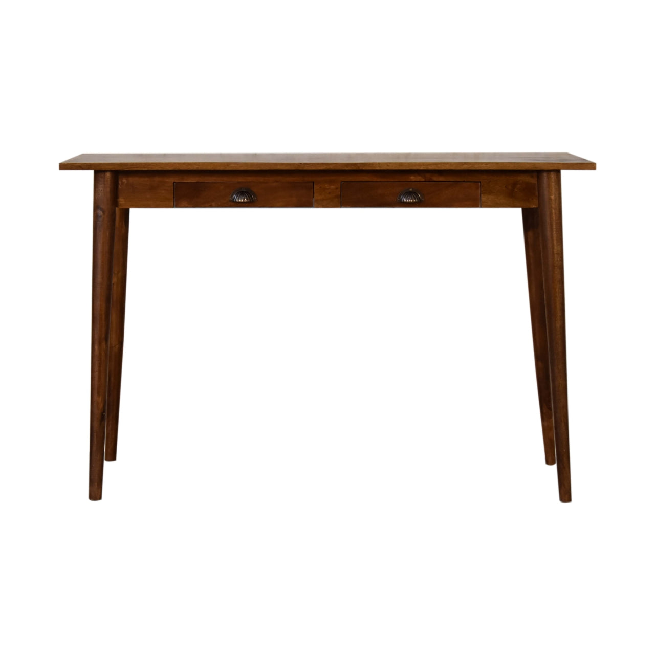 Writing Desk 2 Drawers Chestnut Finish Classic Modern Nordic Design