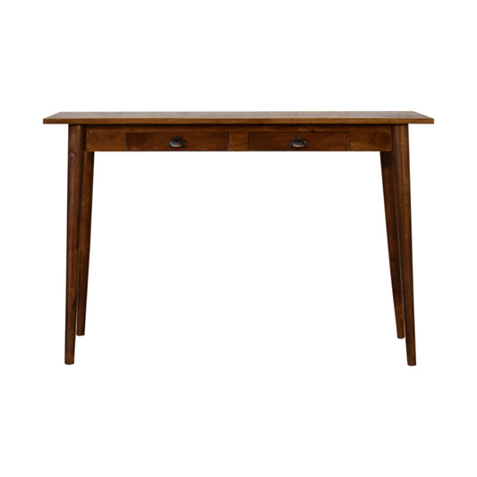 Writing Desk 2 Drawers Chestnut Finish Classic Modern Nordic Design