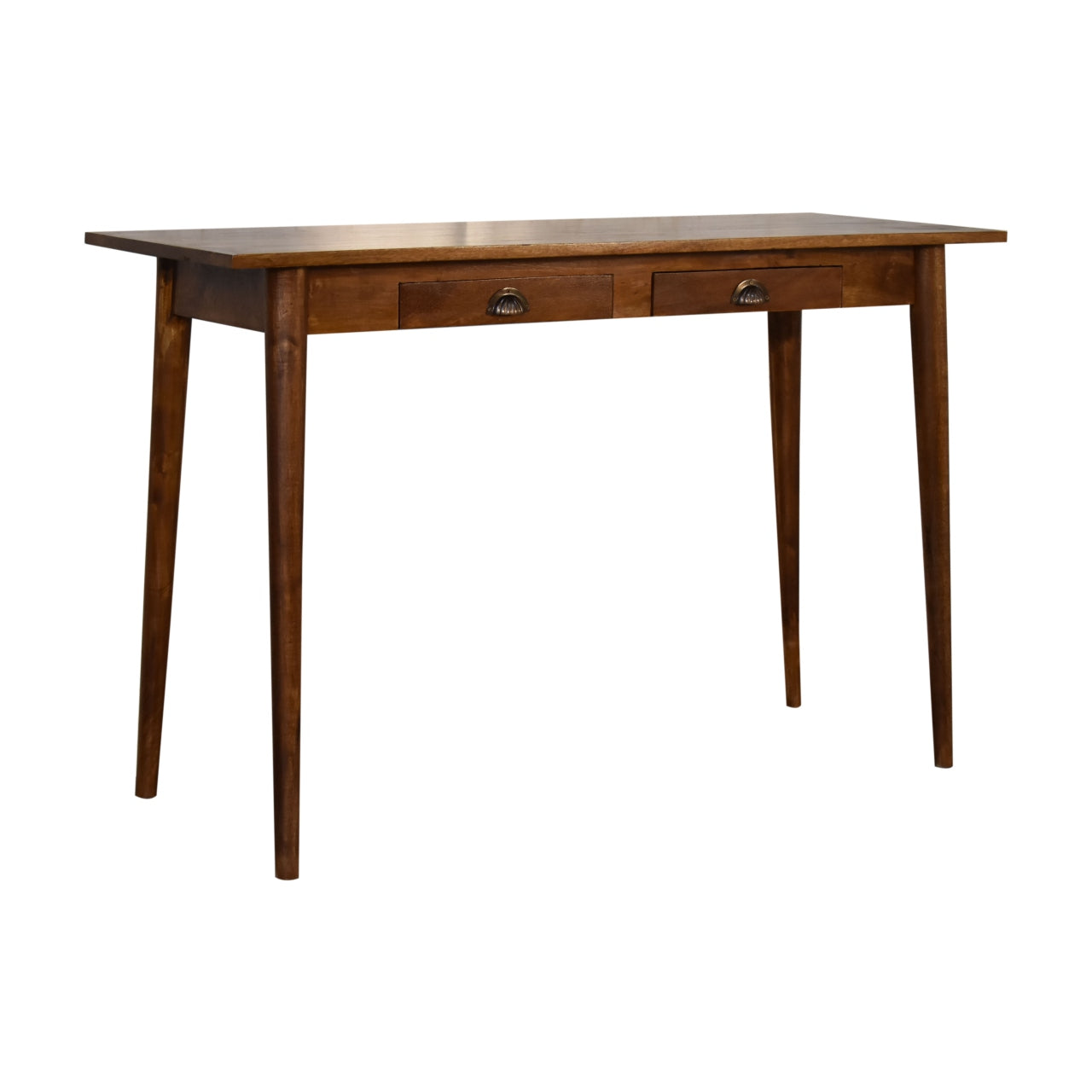 Writing Desk 2 Drawers Chestnut Finish Classic Modern Nordic Design