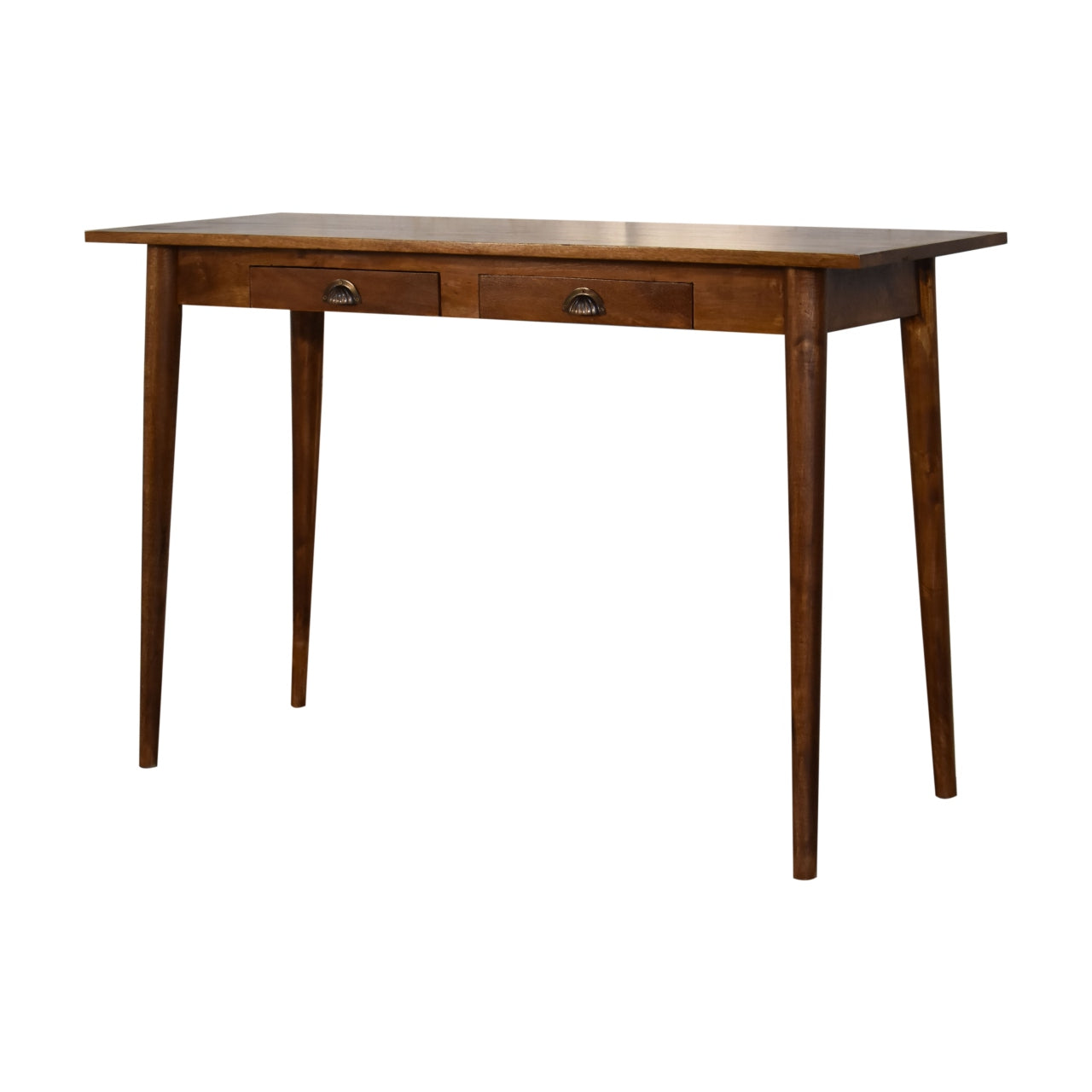 Writing Desk 2 Drawers Chestnut Finish Classic Modern Nordic Design