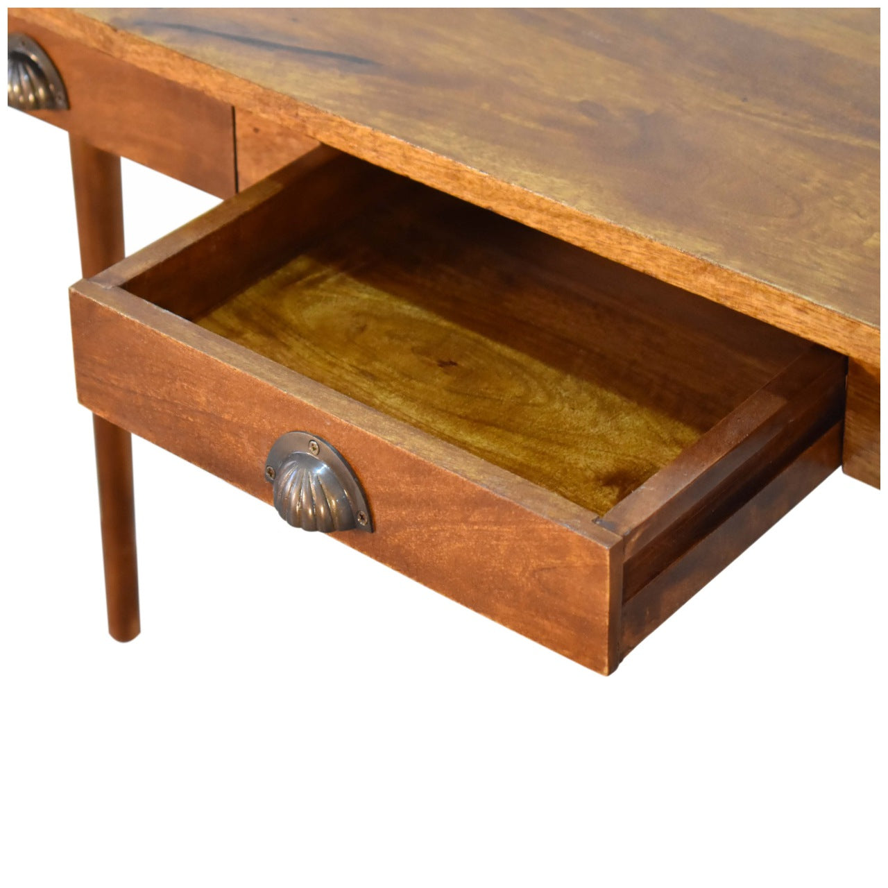Writing Desk 2 Drawers Chestnut Finish Classic Modern Nordic Design