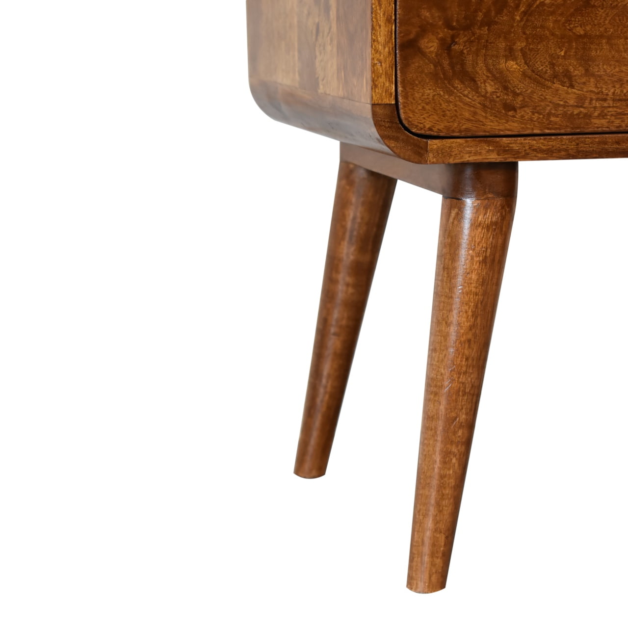 Curved Chestnut Bedside Hand Crafted Sustainable Mango Wood