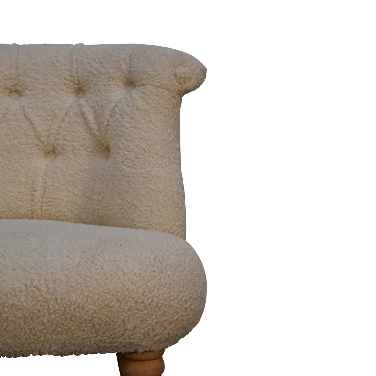 Boucle Accent Chair | Cream Cotton | Hand-carved