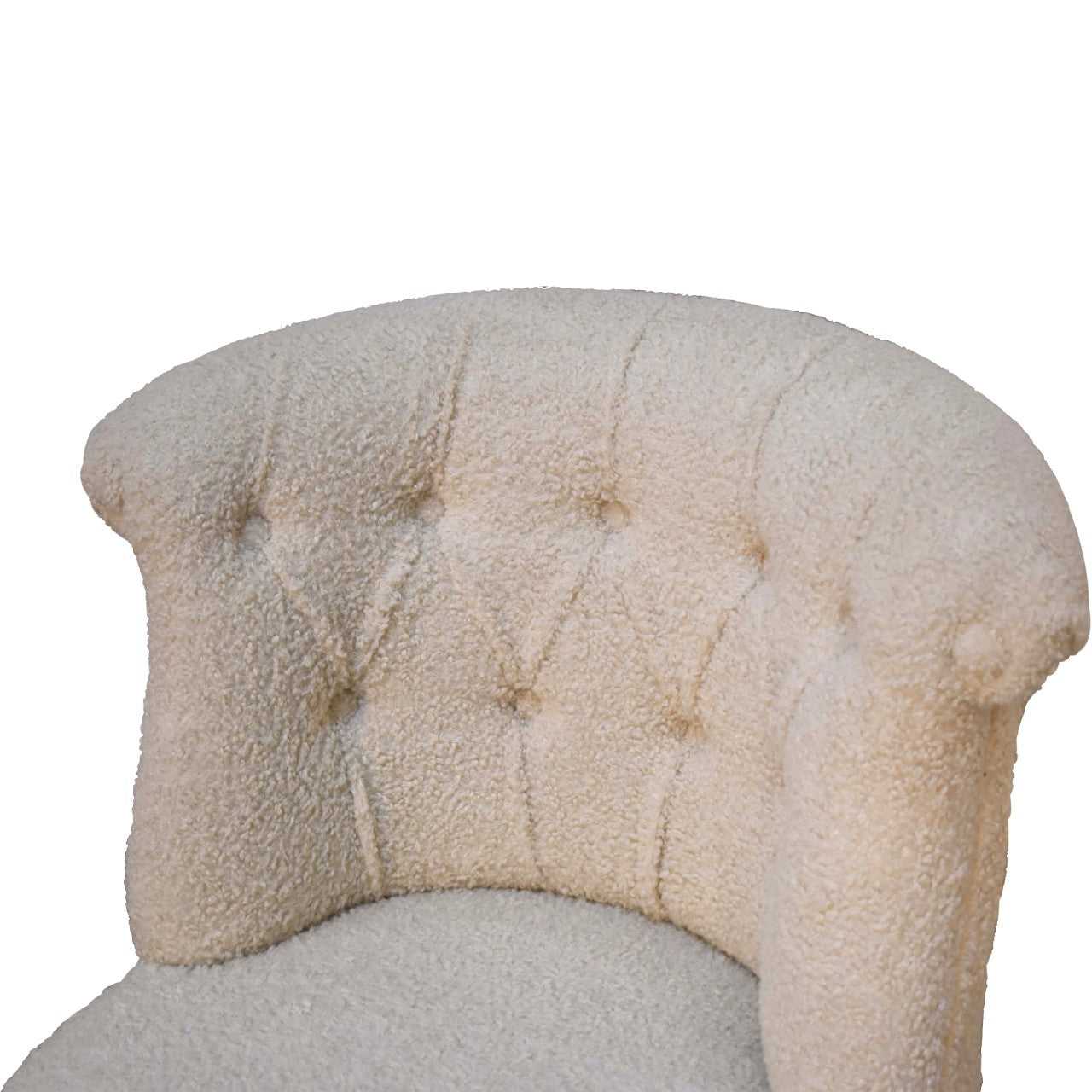 Boucle Accent Chair | Cream Cotton | Hand-carved