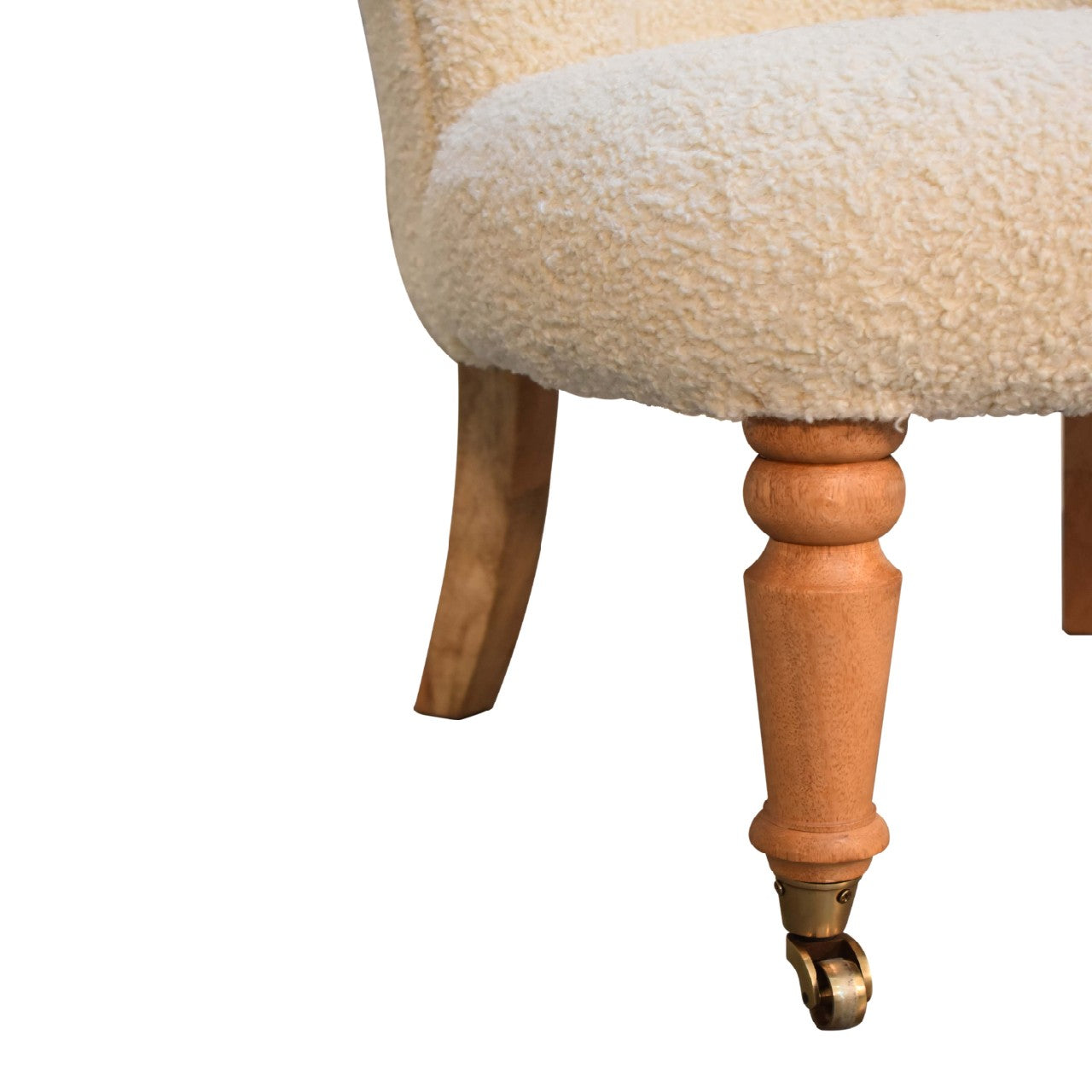 Boucle Accent Chair | Cream Cotton | Hand-carved