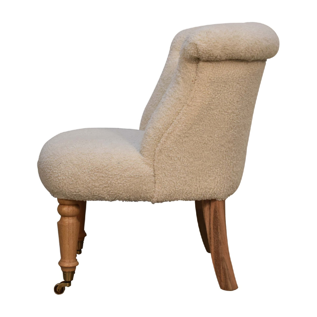 Boucle Accent Chair | Cream Cotton | Hand-carved
