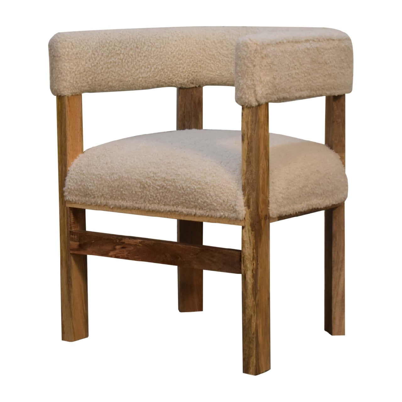 Cream Boucle Chair | Solid Mango Wood | 100% Cotton