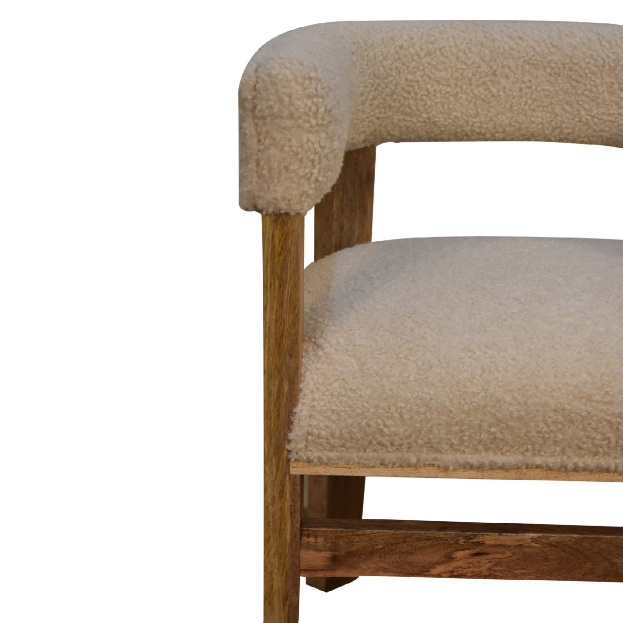 Cream Boucle Chair | Solid Mango Wood | 100% Cotton