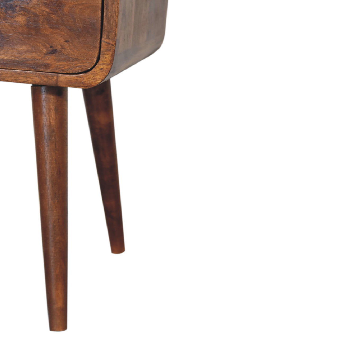 Mini Curved Open Bedside Cabinet | Chestnut Finish | Solid Wood Recession Collection