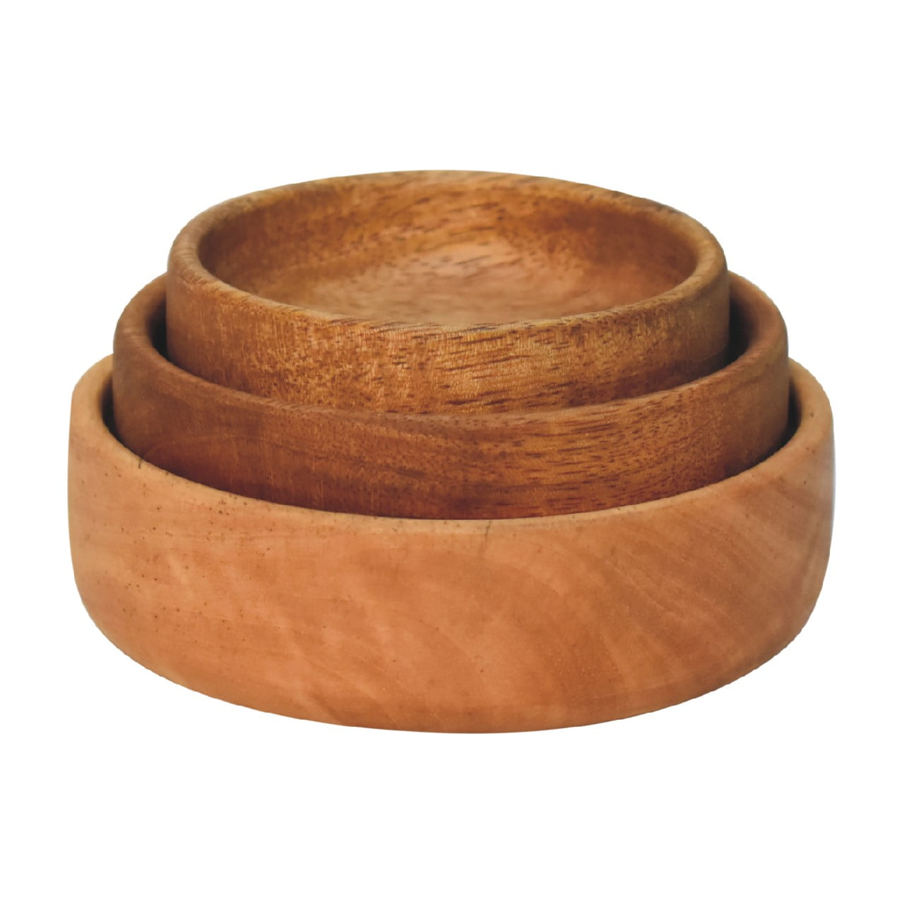Crafted Solid Mango Wood Fruit Bowl Set of 3
