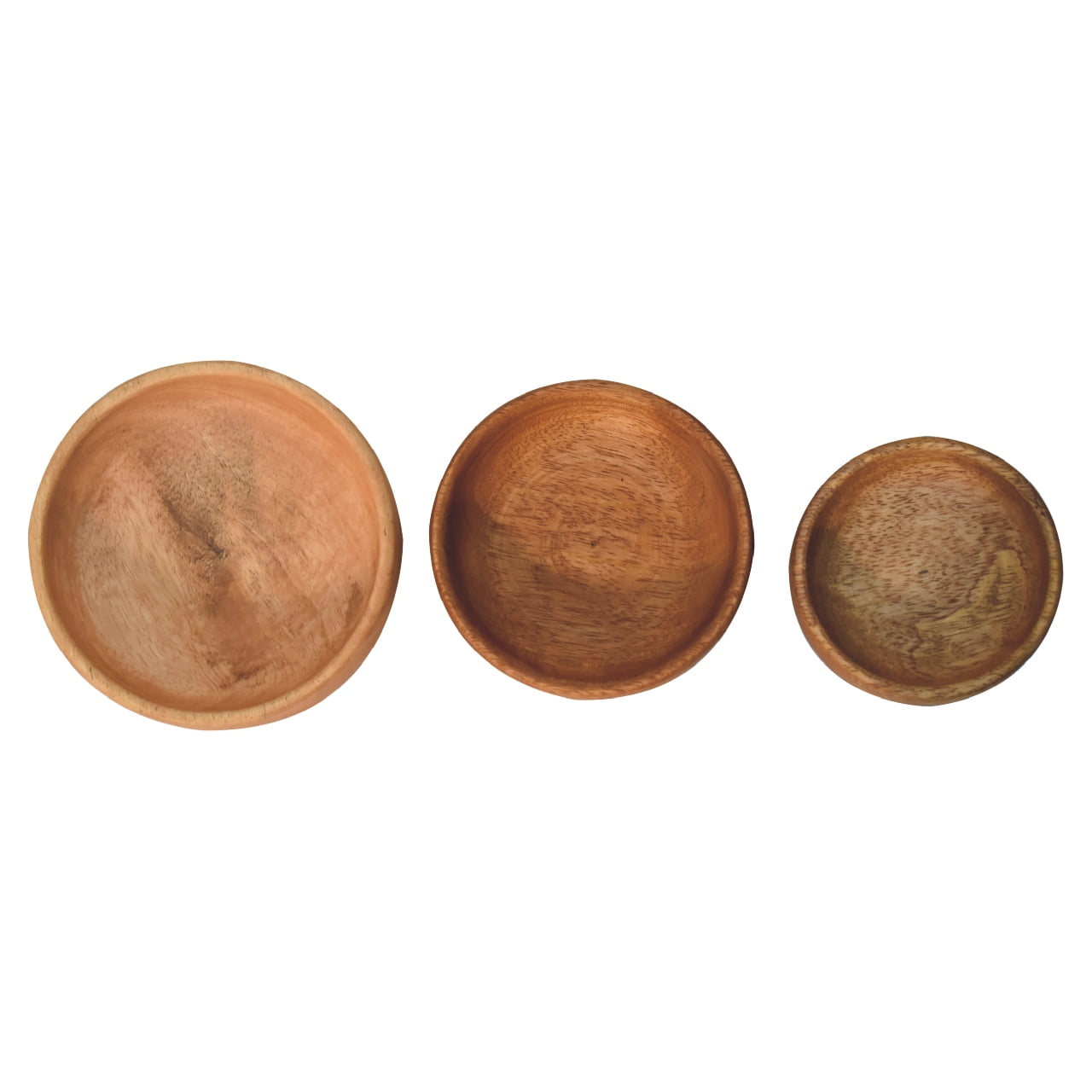 Crafted Solid Mango Wood Fruit Bowl Set of 3