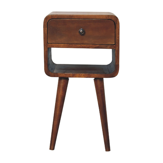 Mini Bedside Stand Curved Edges Chestnut Finish Recession Collection