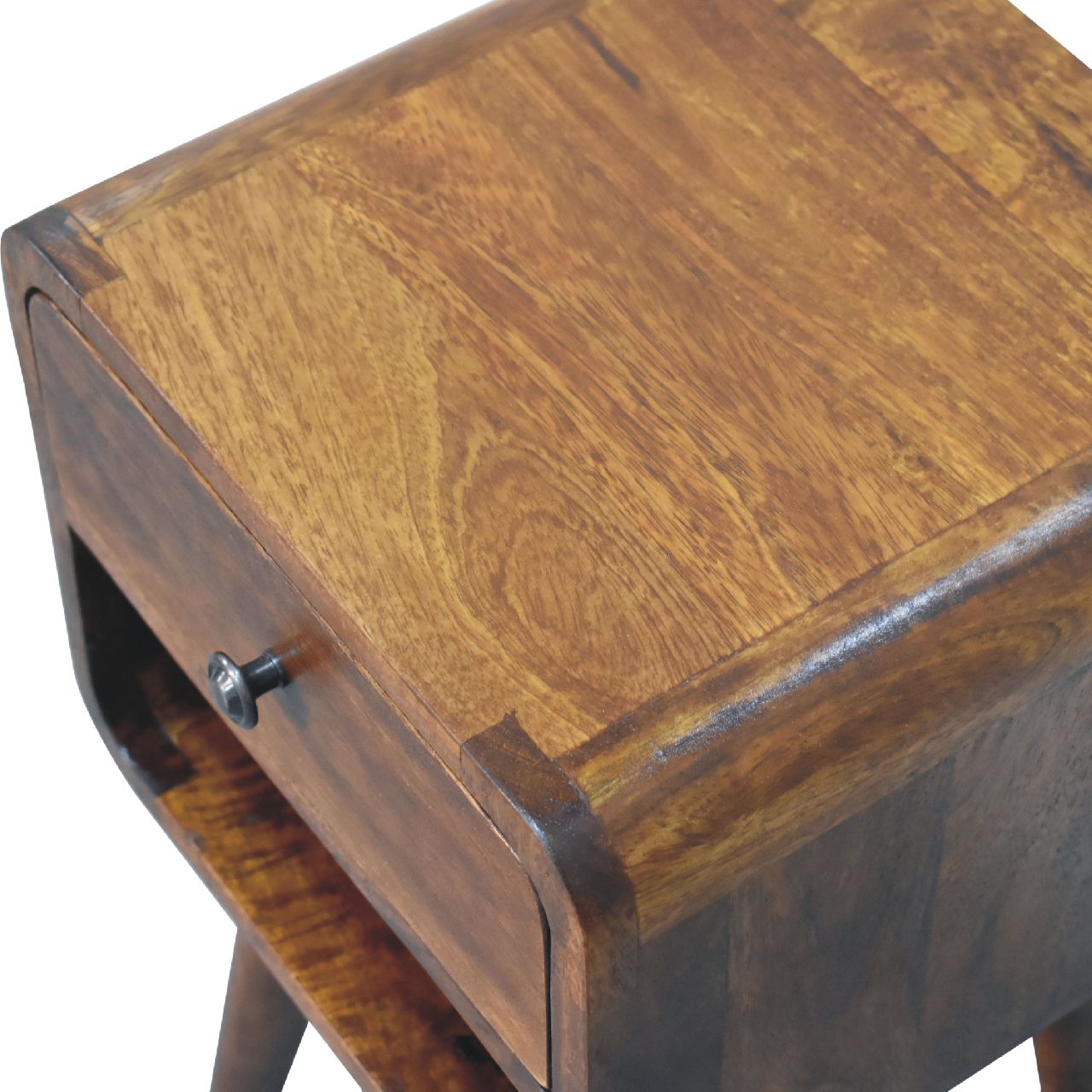 Mini Bedside Stand Curved Edges Chestnut Finish Recession Collection