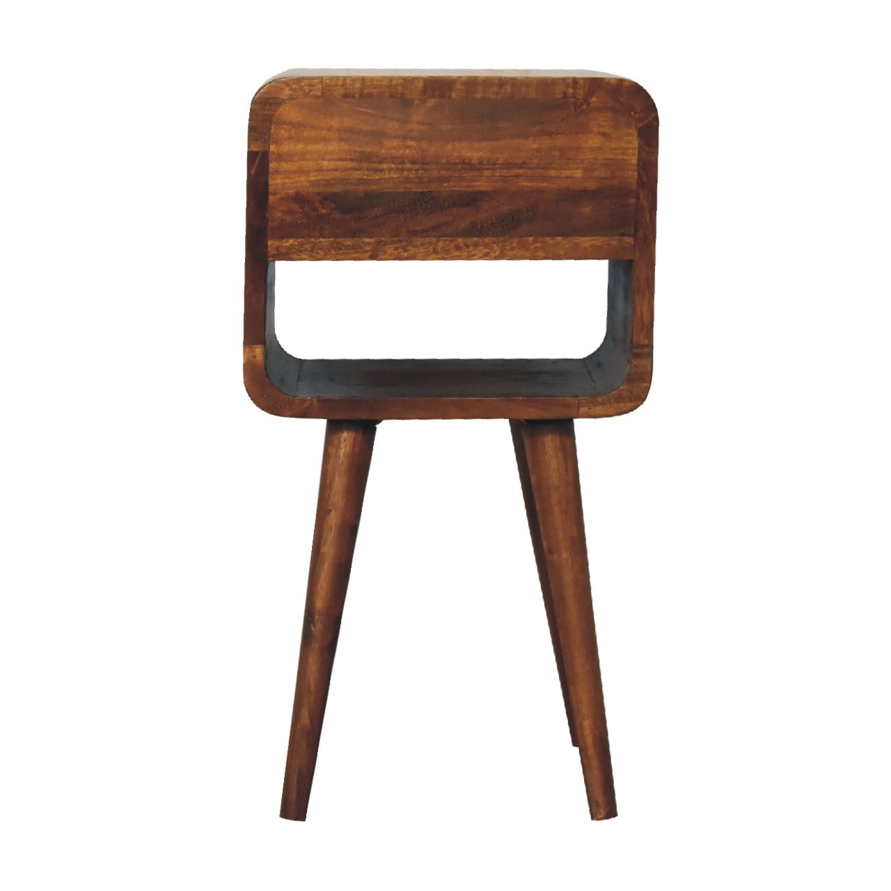 Mini Bedside Stand Curved Edges Chestnut Finish Recession Collection