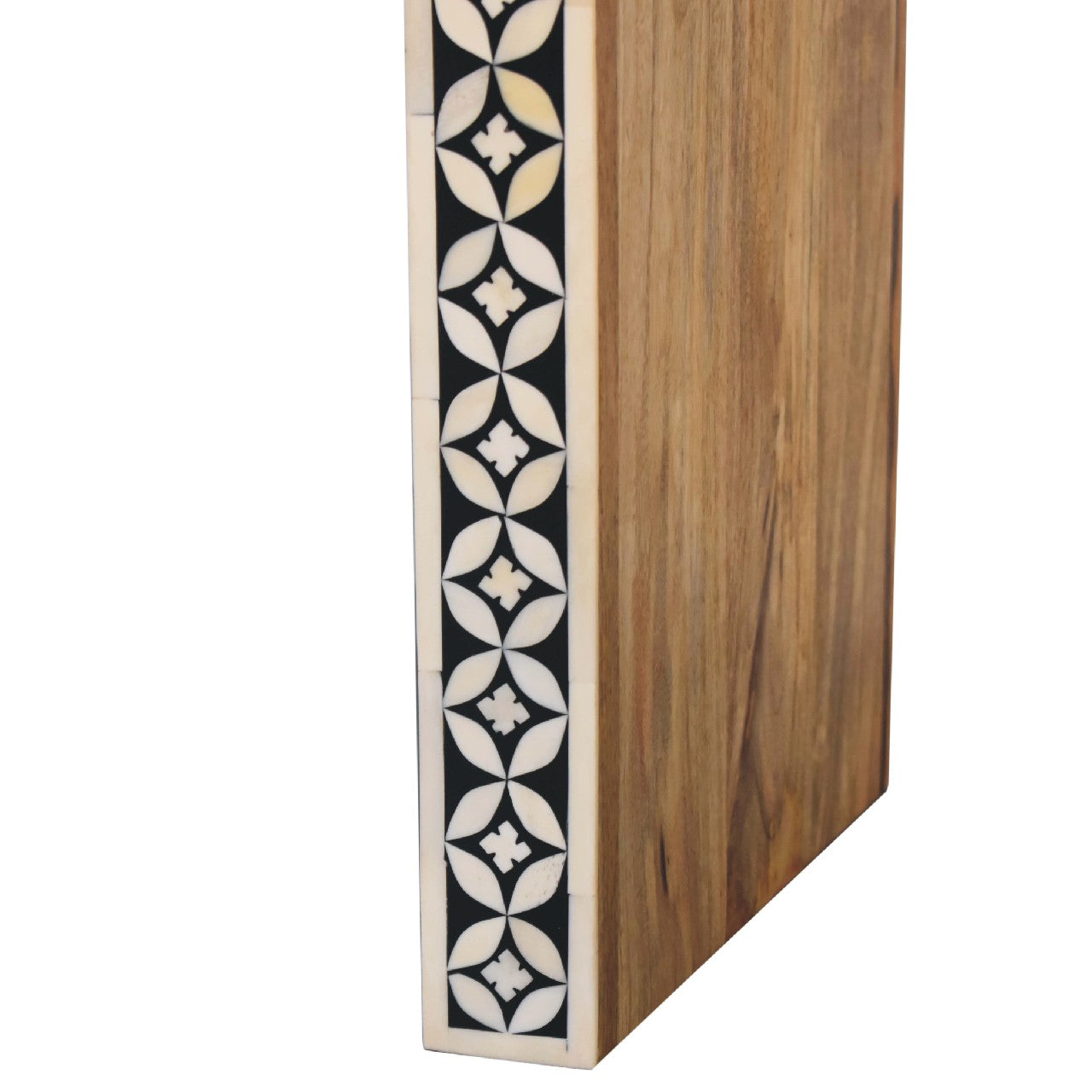 End Table Edessa Bone Inlay Oak-ish Finish Sustainable Solid Wood Hand Crafted