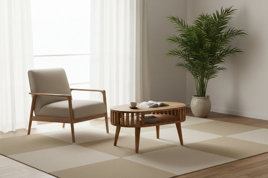 Ariella Coffee Table Contemporary Japanese Design | Oak-ish Solid Mango Wood