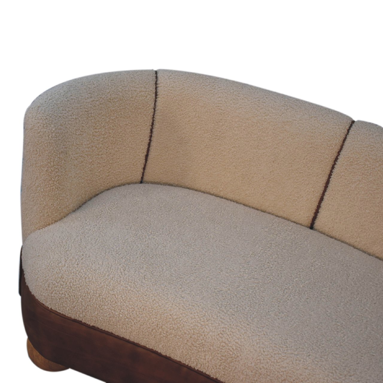 Small Space Sofa | Boucle Cream Buffalo Hide Leather | Handwoven