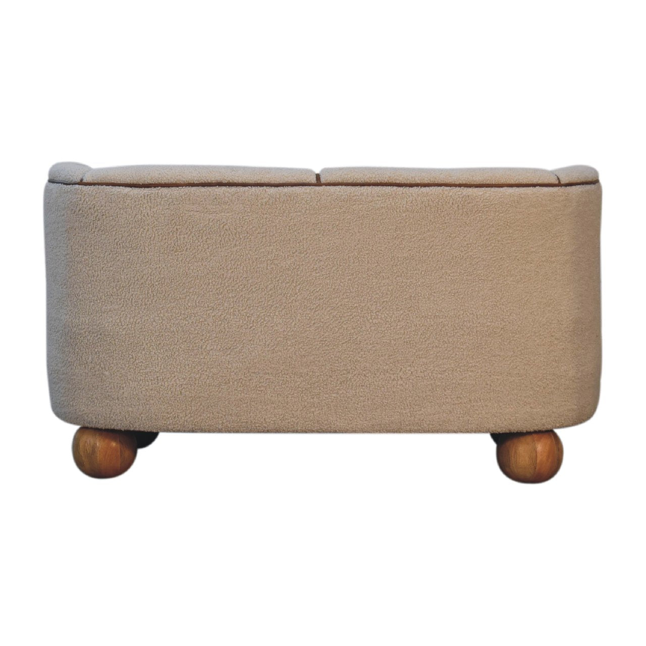 Small Space Sofa | Boucle Cream Buffalo Hide Leather | Handwoven
