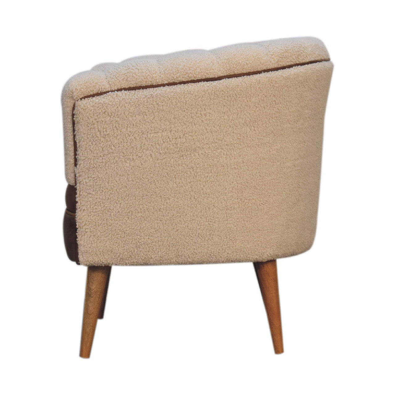 Boucle Cotton & Buffalo Leather Armchair | Handwoven | Handcrafted