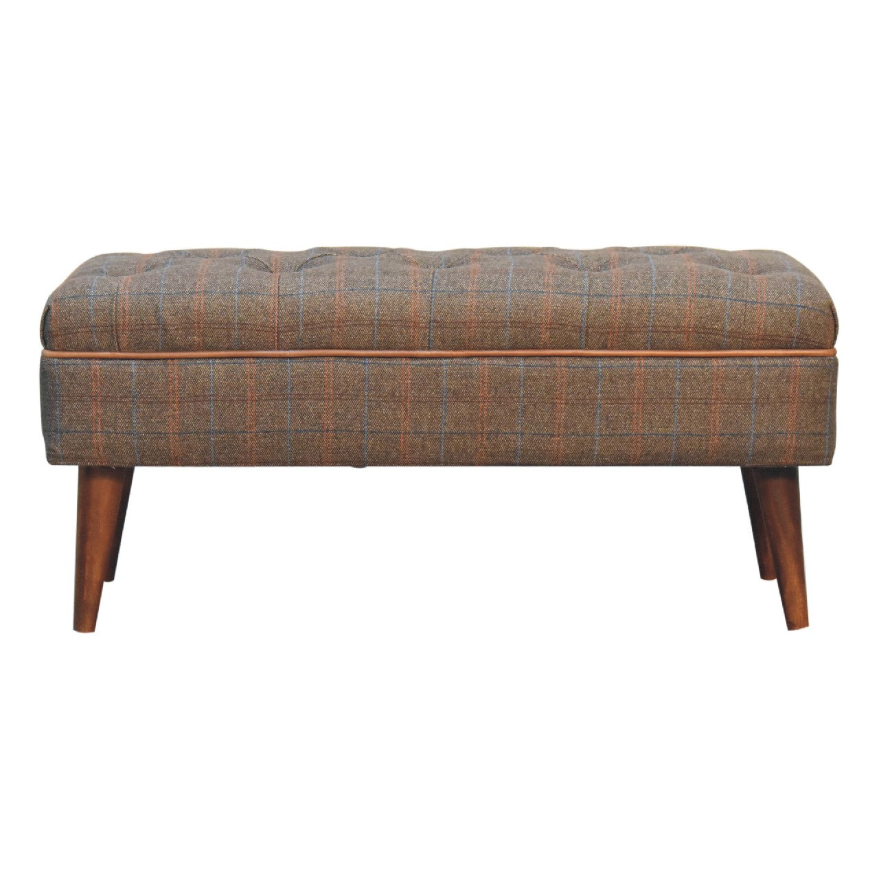 Bench Tweed with Leather Piping Crafted on Demand