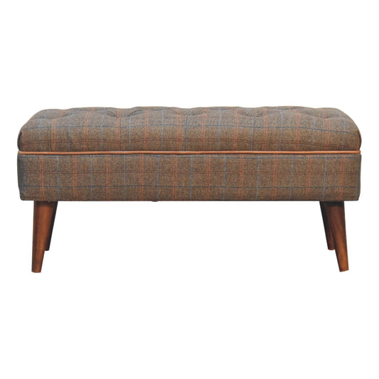 Bench Tweed with Leather Piping Crafted on Demand