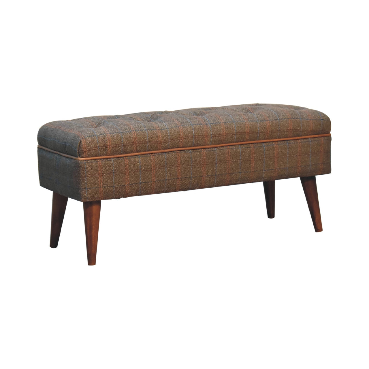 Bench Tweed with Leather Piping Crafted on Demand