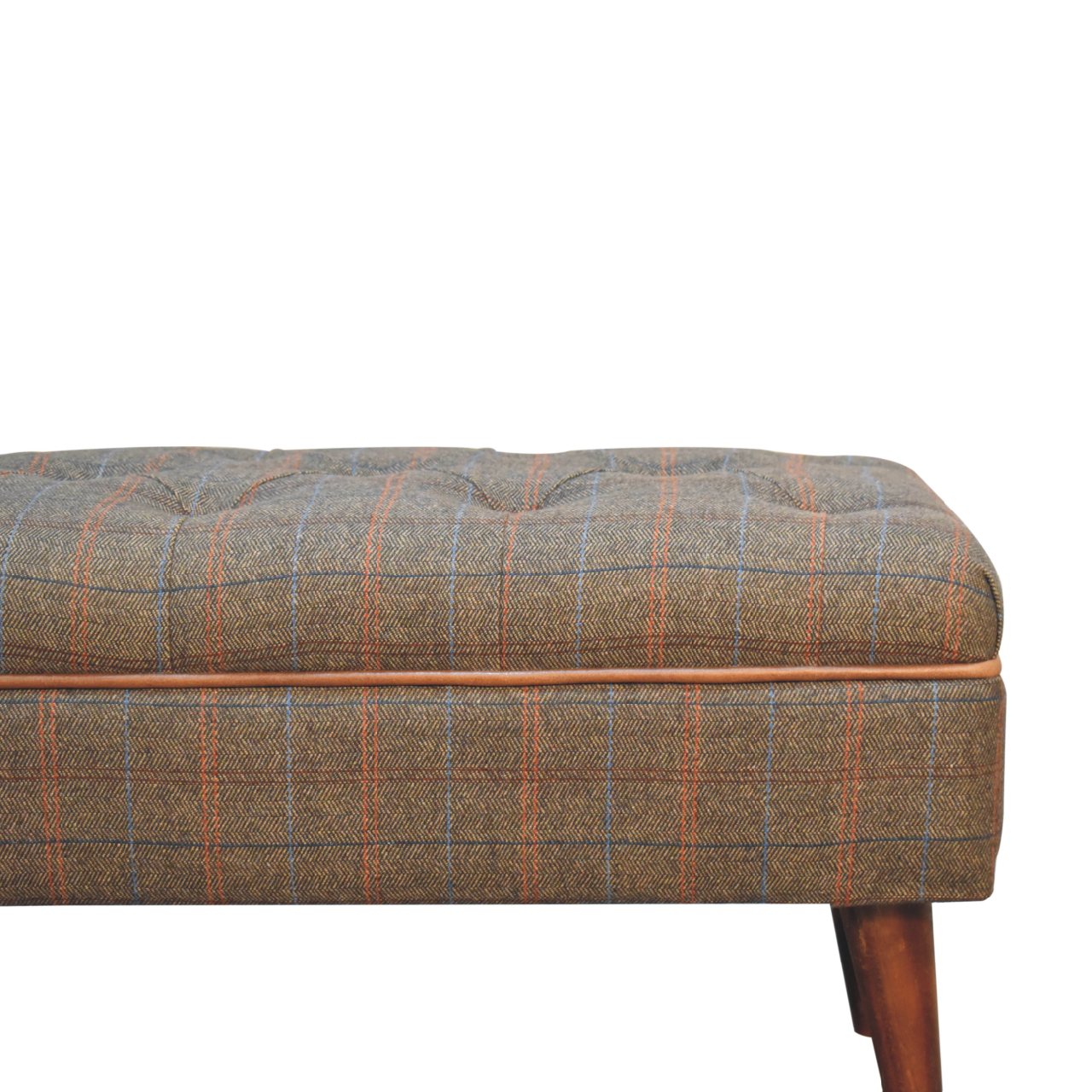 Bench Tweed with Leather Piping Crafted on Demand