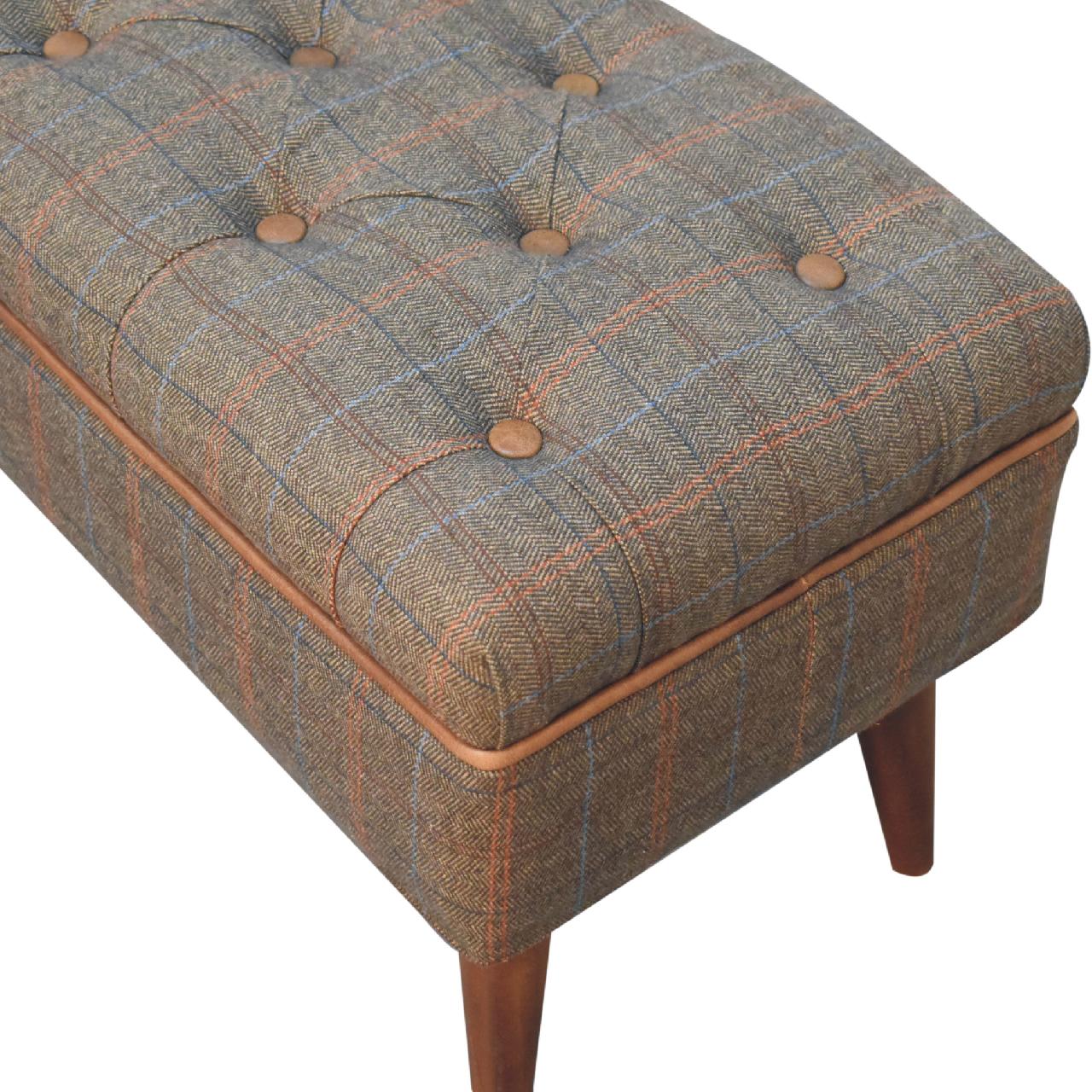 Bench Tweed with Leather Piping Crafted on Demand