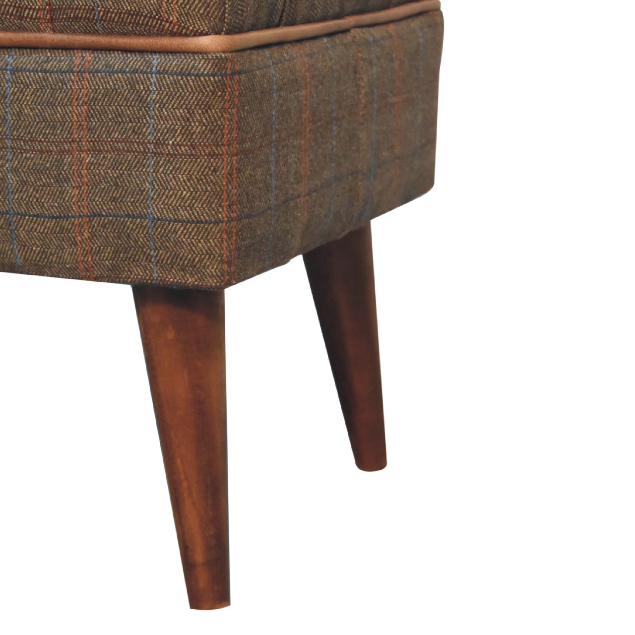 Bench Tweed with Leather Piping Crafted on Demand