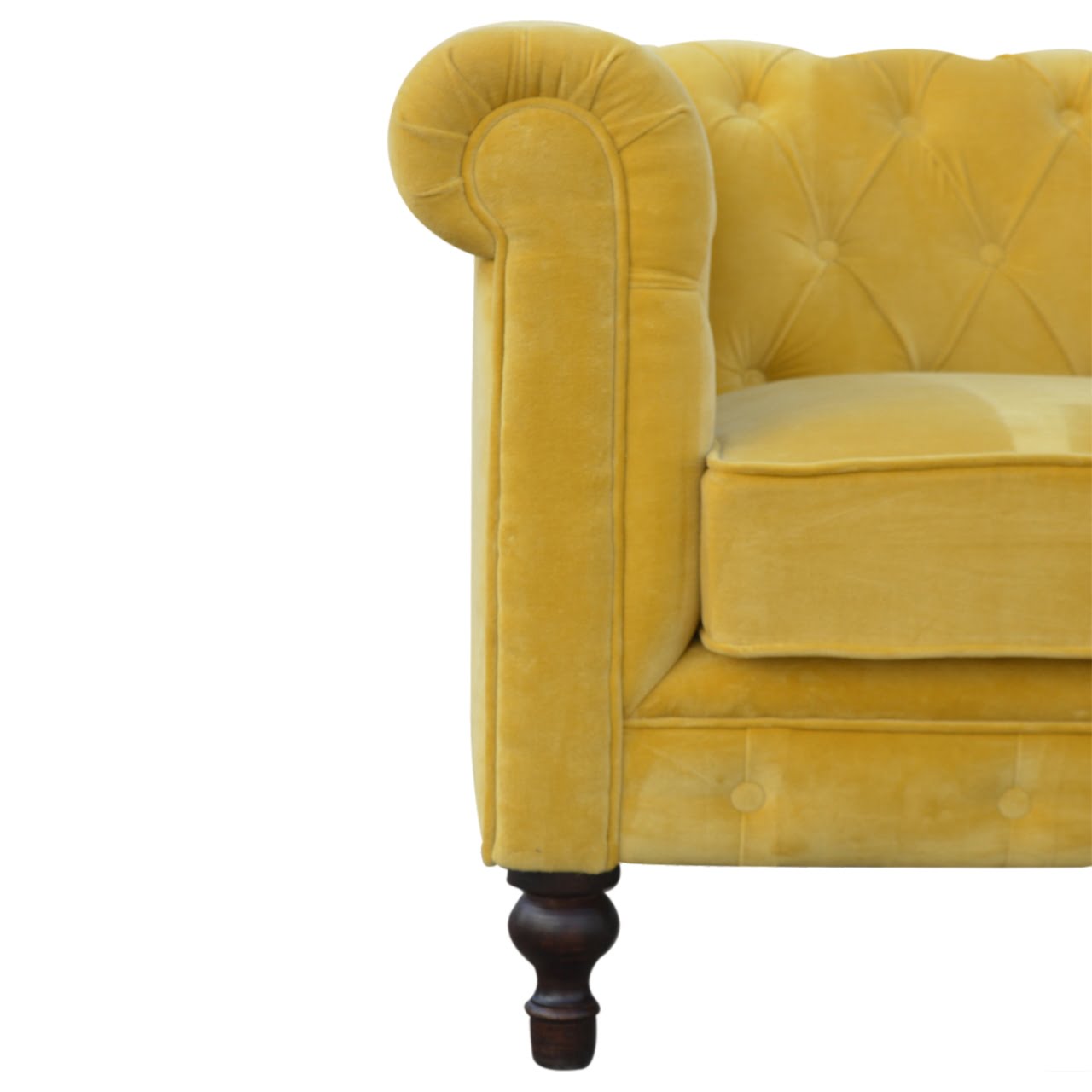 Mustard Velvet Chesterfield Sofa Made to Order | 2 Seater Cotton Velvet Sofa