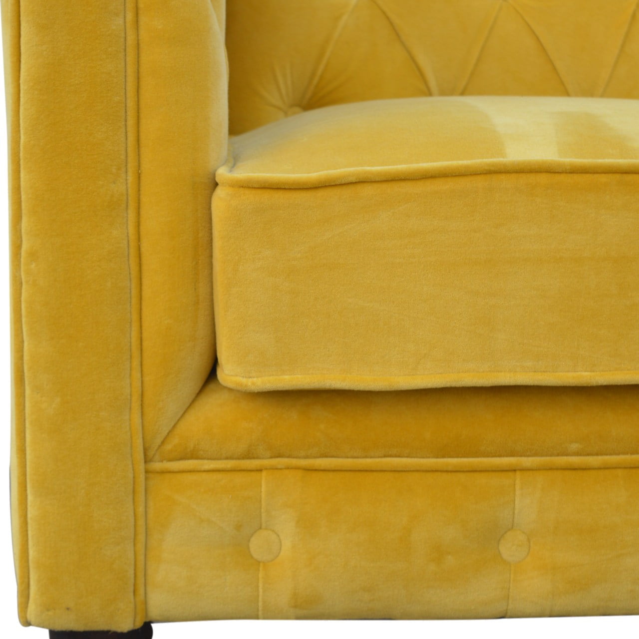 Mustard Velvet Chesterfield Sofa Made to Order | 2 Seater Cotton Velvet Sofa