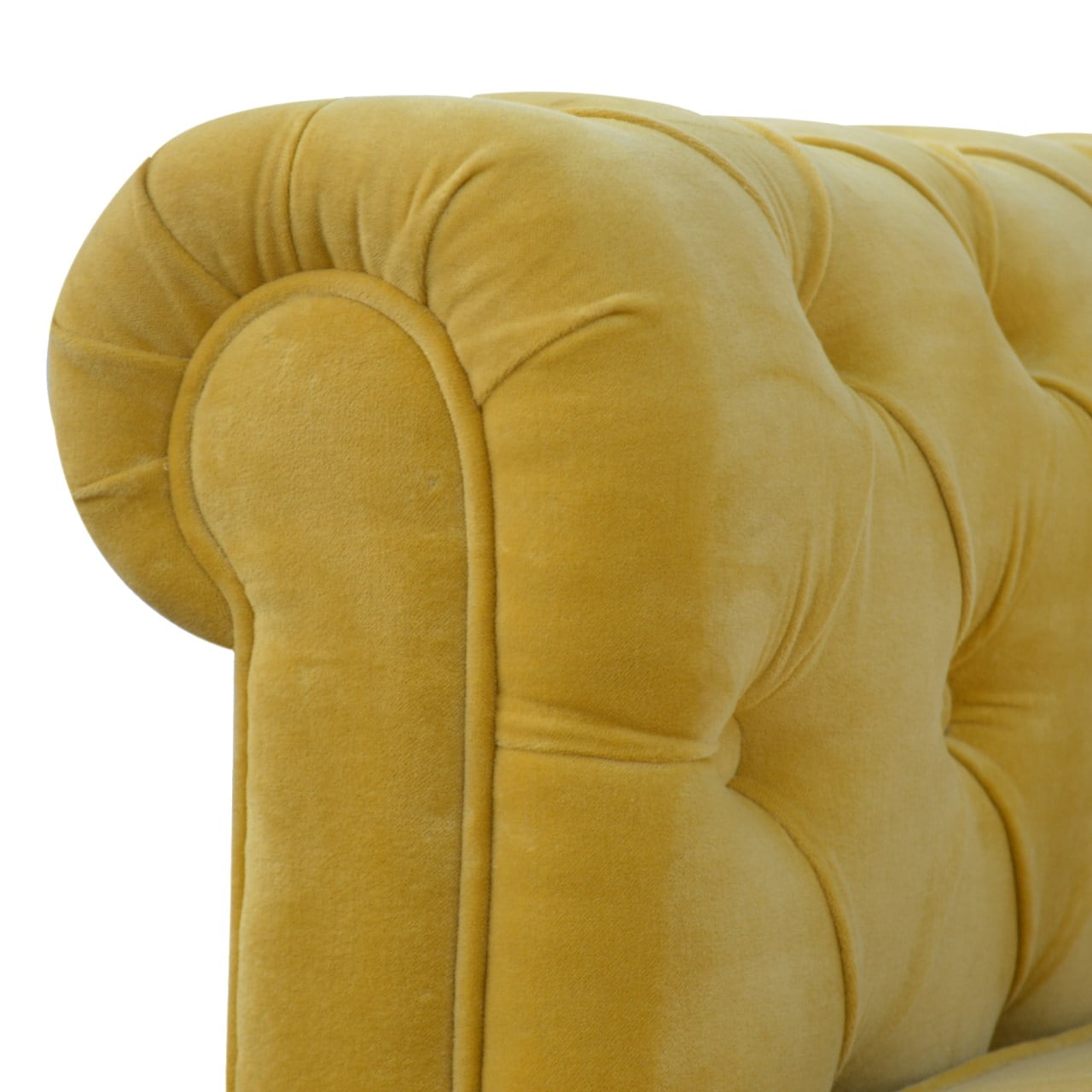 Mustard Velvet Chesterfield Sofa Made to Order | 2 Seater Cotton Velvet Sofa