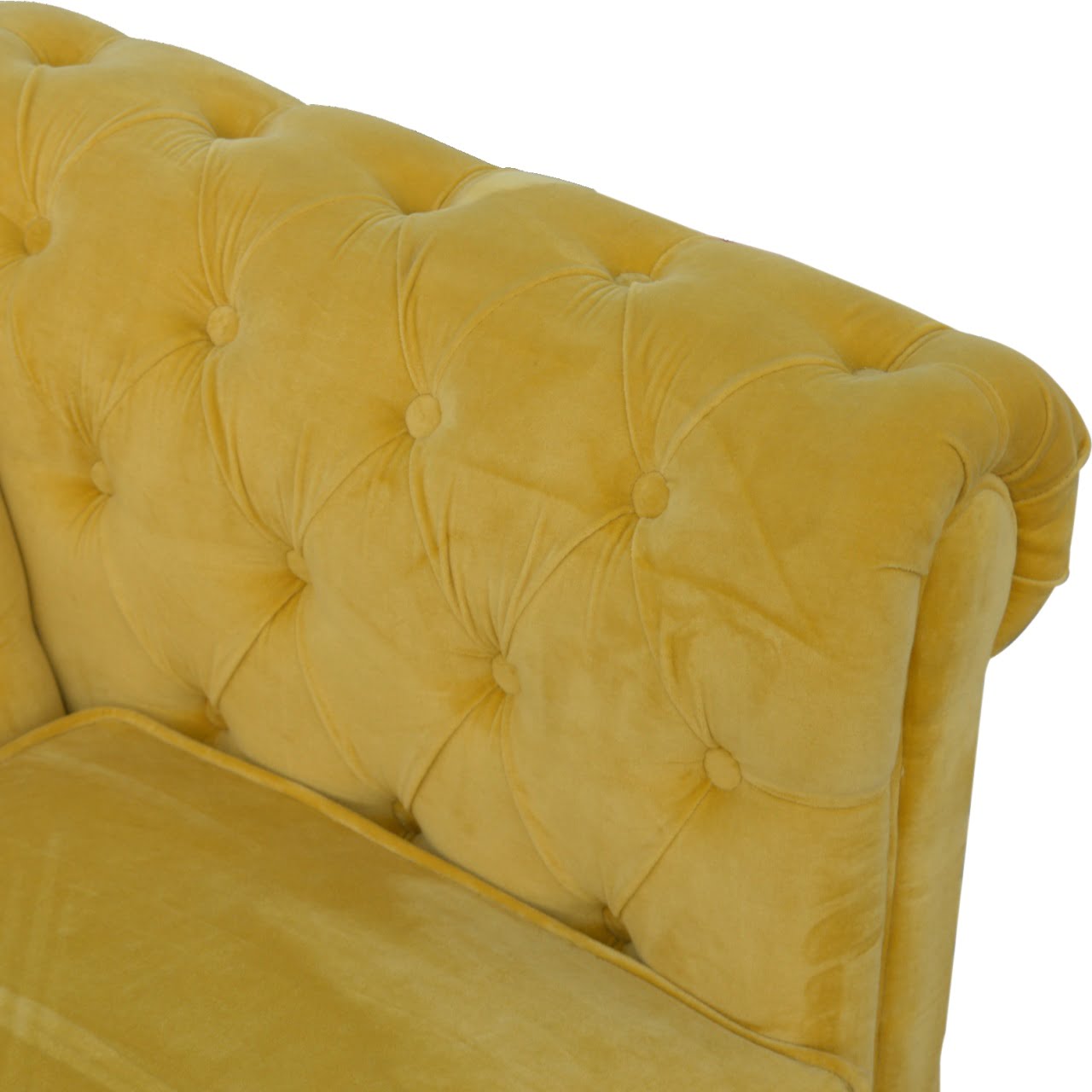 Mustard Velvet Chesterfield Sofa Made to Order | 2 Seater Cotton Velvet Sofa