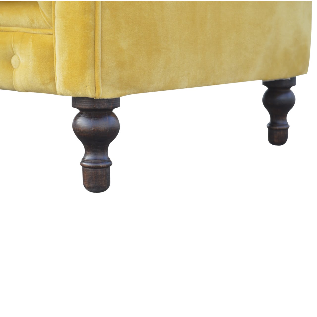 Mustard Velvet Chesterfield Sofa Made to Order | 2 Seater Cotton Velvet Sofa