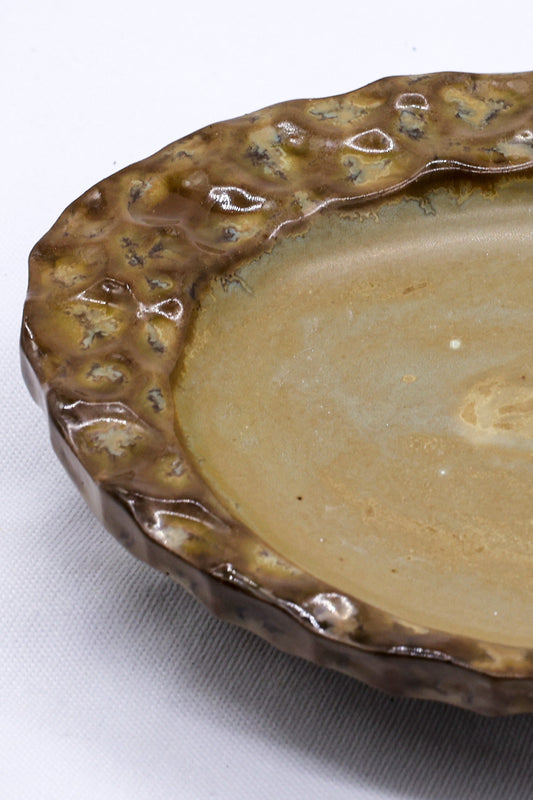 Ceramic Plate Bronze Olive Drift Seashell Serenity Handmade Ribera Ceramics