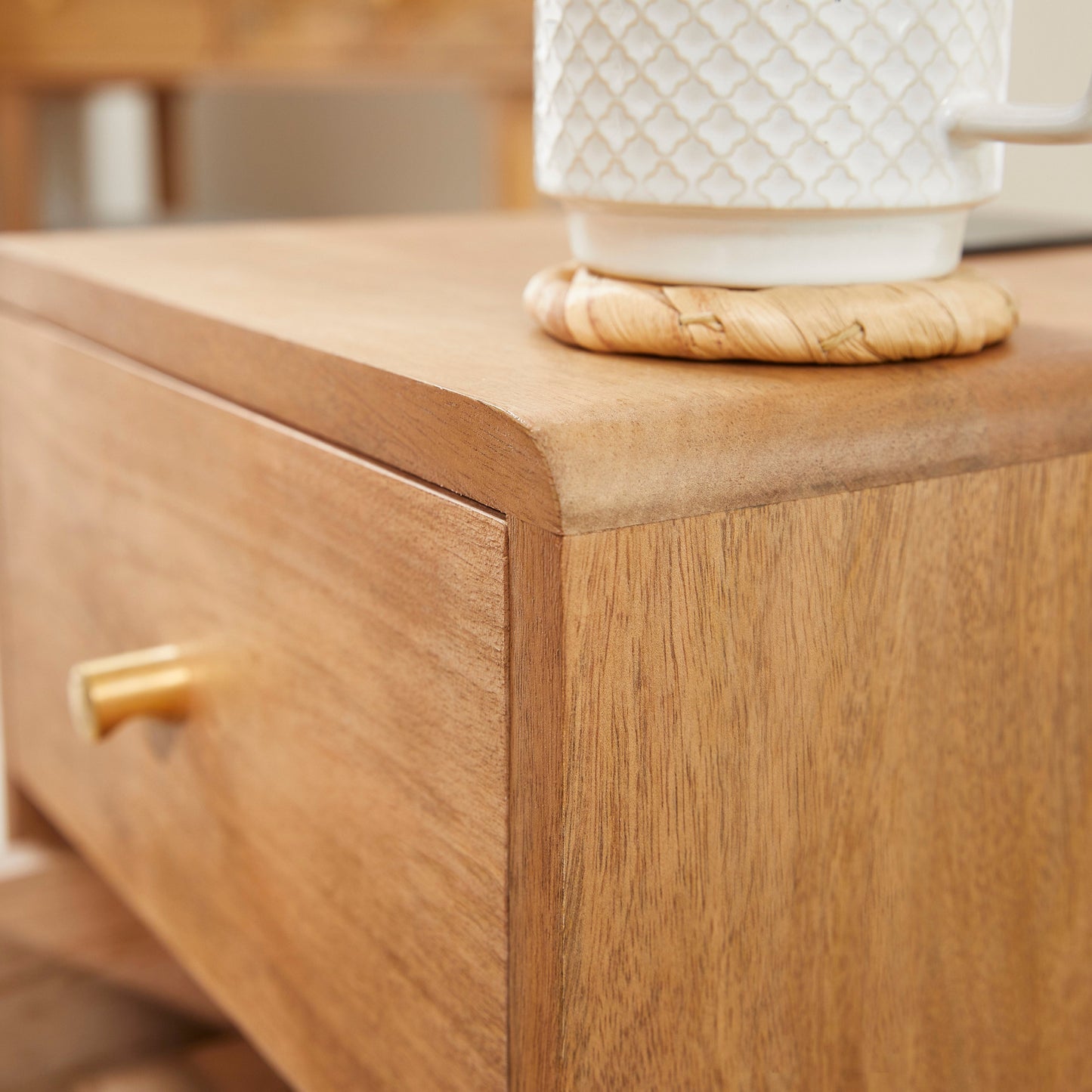 Logan Scandinavian Light Walnut Narrow Bedside Table Night Stand | Small Space
