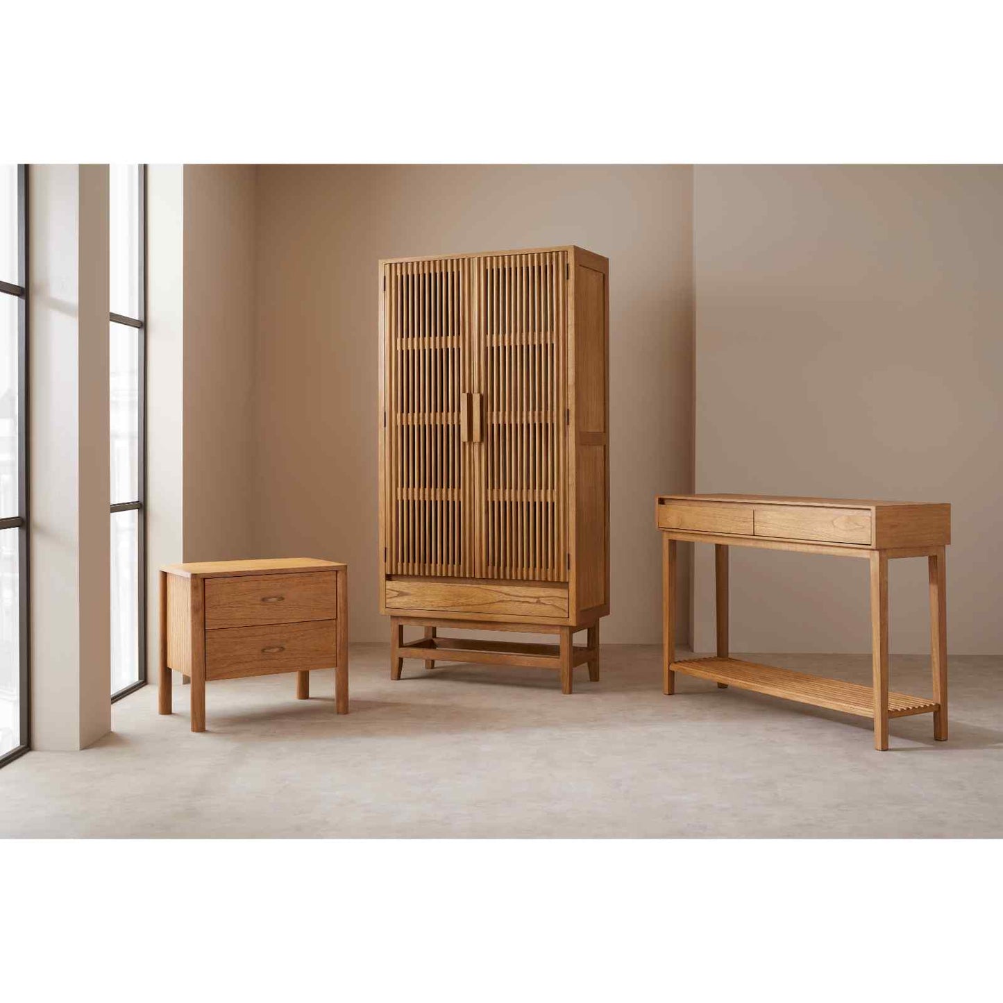Melia Wardrobe with Drawers | Light Oak Finish