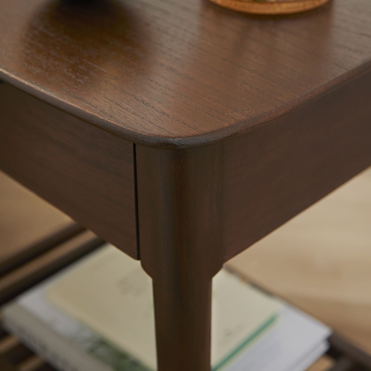 Norway Side Table Cedar Wood Crafted Walnut Finish Shop Online UK