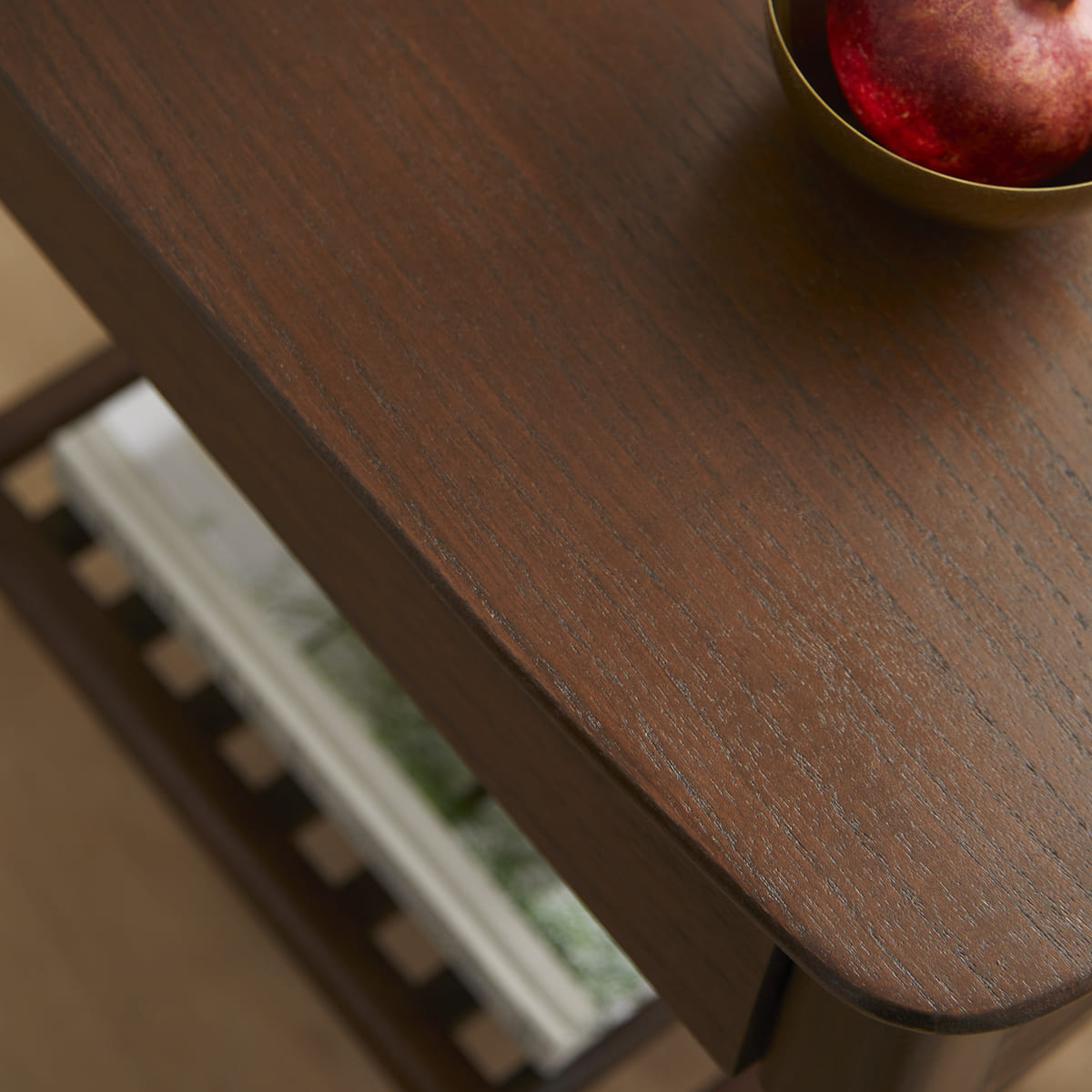 Norway Side Table Cedar Wood Crafted Walnut Finish Shop Online UK