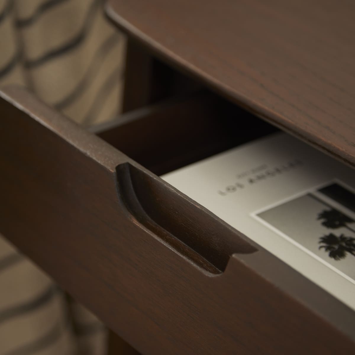 Norway Side Table Cedar Wood Crafted Walnut Finish Shop Online UK