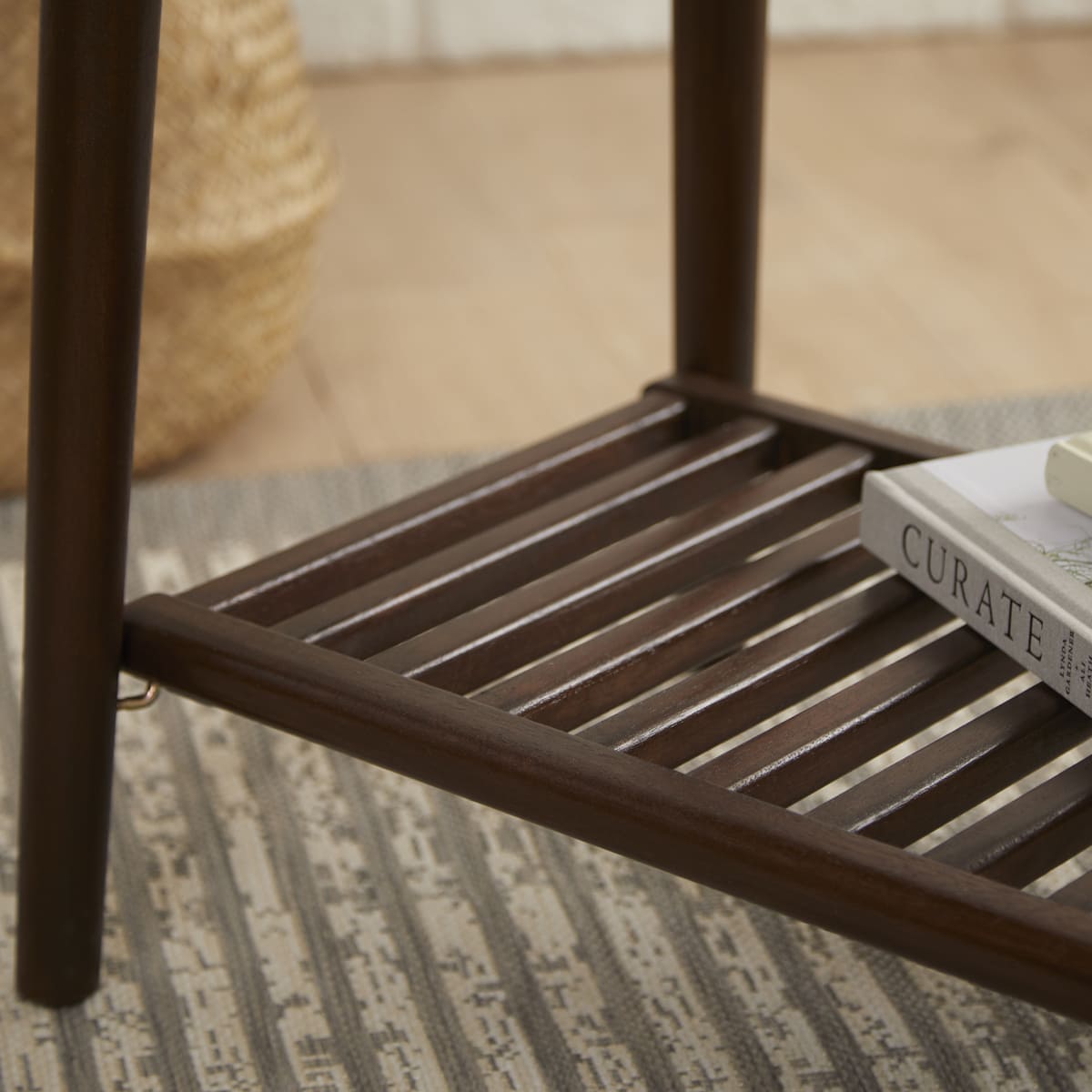 Norway Side Table Cedar Wood Crafted Walnut Finish Shop Online UK