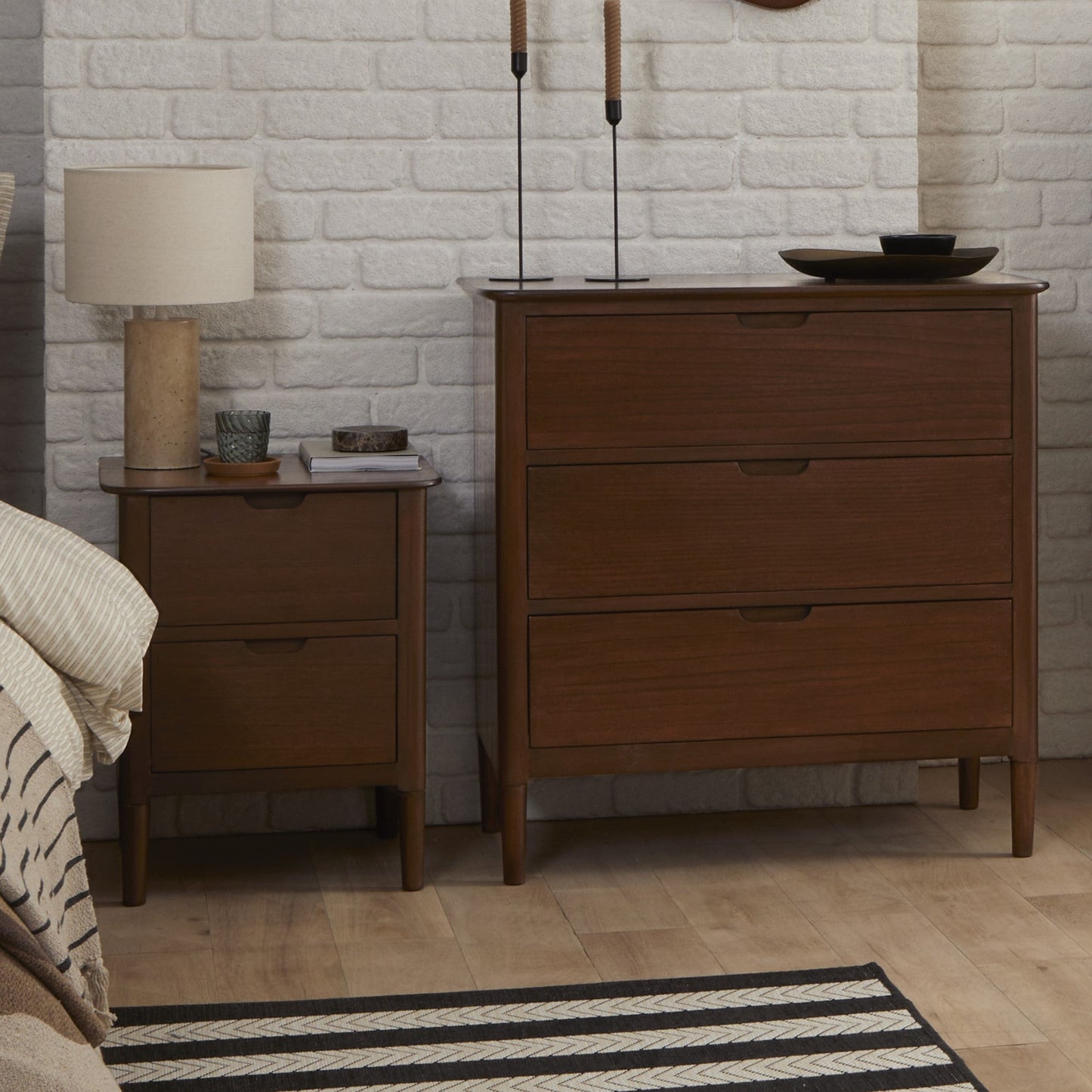 Norway Walnut Wooden Bedside Table | Solid Wood